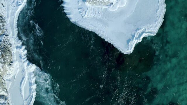  aerial view melting ice the Siberian river