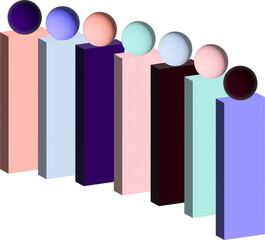 A set of three-dimensional rectangles, circles of different colors.3d.