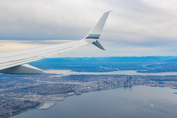 Obraz premium Aerial view of the downtown cityscape of Seattle
