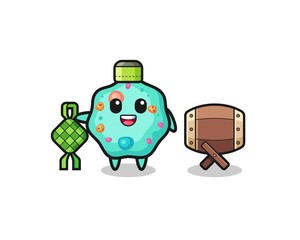 amoeba muslim character are celebrating Eid Al Fitr