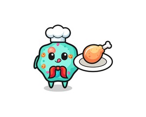 amoeba fried chicken chef cartoon character