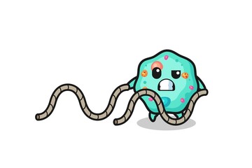illustration of amoeba doing battle rope workout