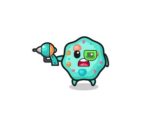 Fototapeta na wymiar cute amoeba holding a future gun