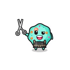 amoeba character as barbershop mascot