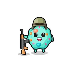 Fototapeta premium cute amoeba mascot as a soldier