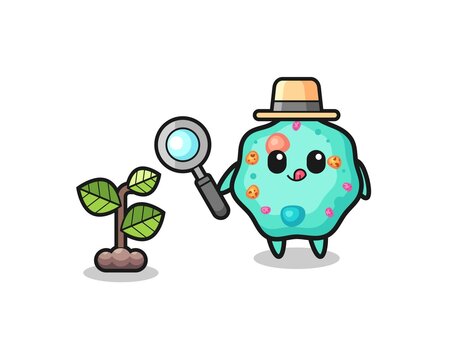 cute cell detective examining plant clip art preview