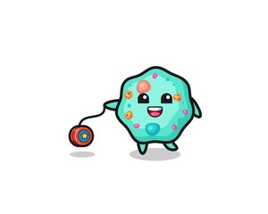 cartoon of cute amoeba playing a yoyo