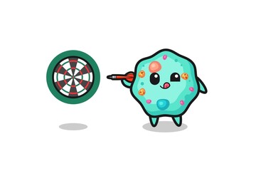 cute amoeba is playing dart