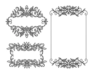Zelfklevend Fotobehang invitation label and frame template ornament decoration drawing © ComicVector