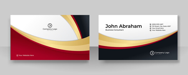 Minimalis black red gold design business card template background