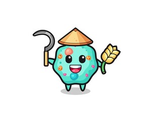 amoeba Asian farmer holding paddy