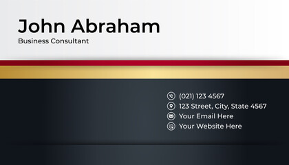 Clean corporate black red gold design business card template background