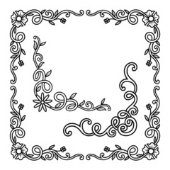 floral ornament decoration corner for invitation frame