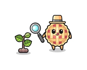 cute apple pie herbalist researching a plants