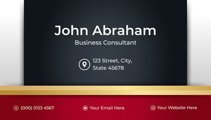 Minimalis black red gold design business card template background
