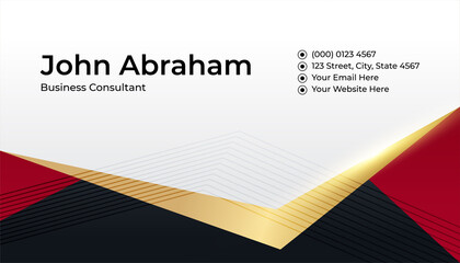 Minimalis black red gold design business card template background