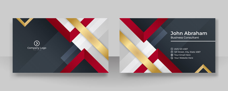 Elegant Modern professional black red gold design business card template background