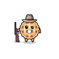 apple pie hunter mascot holding a gun