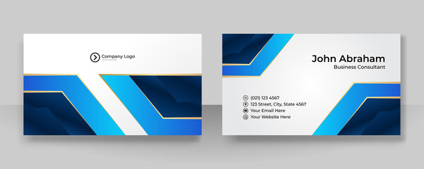 Modern professional corporate blue gold design business card template background