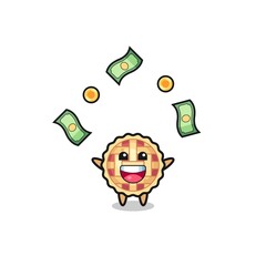 illustration of the apple pie catching money falling from the sky