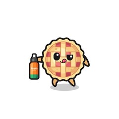 cute apple pie holding mosquito repellent