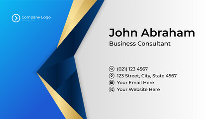 Modern professional corporate blue gold design business card template background