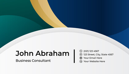Clean corporate blue green gold design business card template background