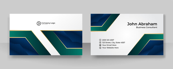Modern professional corporate blue green gold design business card template background