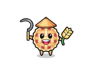 apple pie Asian farmer holding paddy