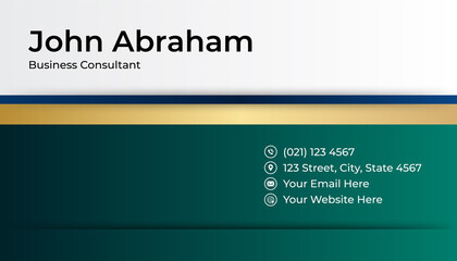 Clean corporate blue green gold design business card template background
