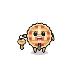 cute apple pie as a real estate agent mascot