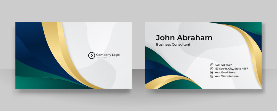 Elegant Modern professional blue green gold design business card template background