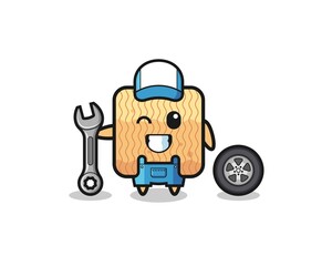 Fototapeta premium the raw instant noodle character as a mechanic mascot