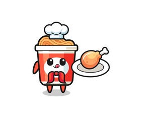 instant noodle fried chicken chef cartoon character