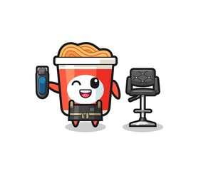 instant noodle barbershop is holding a trimer