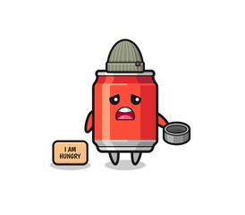 cute drink can beggar cartoon character