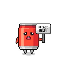 cute drink can hold the please help banner