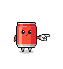 drink can mascot with pointing right gesture