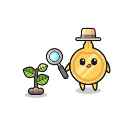 cute key herbalist researching a plants