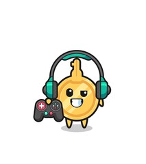 key gamer mascot holding a game controller