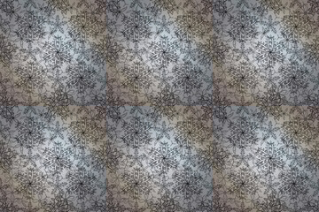 Obraz premium Seamless pattern with interesting doodles on colorfil background. Pano. Raster illustration.