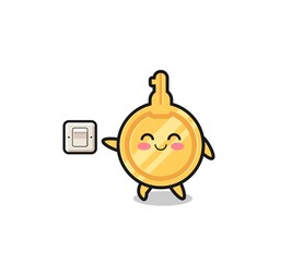 cartoon key is turning off light