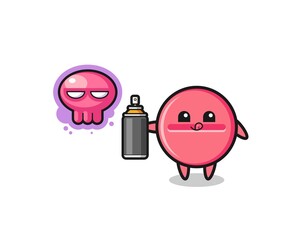 Fototapeta premium medicine tablet cartoon make a graffiti with a spray paint