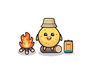 camping illustration of the potato chip cartoon