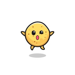 potato chip character is jumping gesture