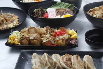 Freshly cooked assorted Japanese food