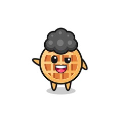 circle waffle character as the afro boy