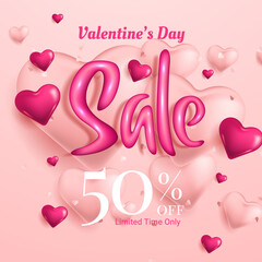 Valentines day sale background with balloons heart
