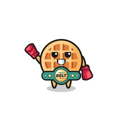circle waffle boxer mascot character