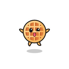 circle waffle character is jumping gesture